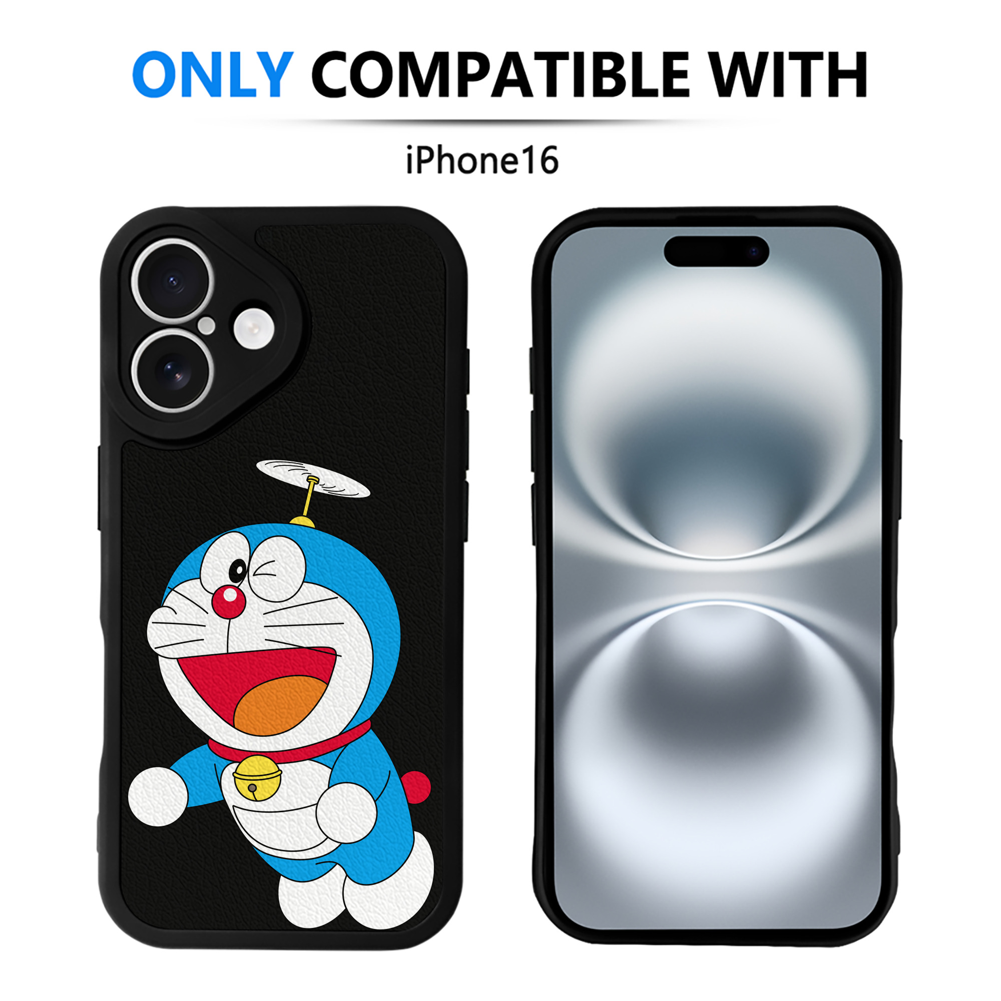 （画像用） ドラえもん Doraemon 【iPhone 16シリーズ対応】シリコンスマホケース（レザー調） 材質：シリコン
